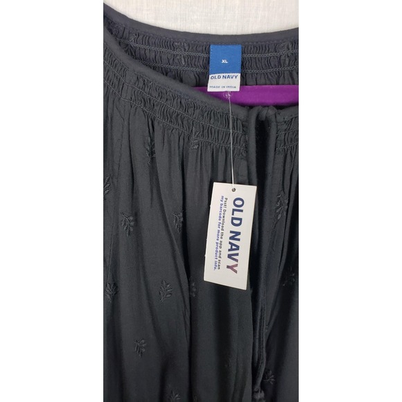 Old Navy Dress XL Black Ditsy Floral Boho Peasant Cottagecore Midi Tiered - Picture 3 of 5